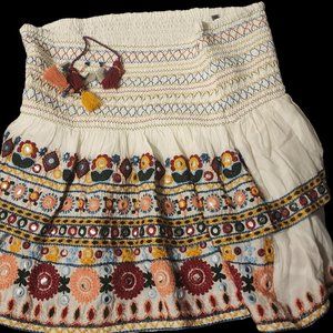 ZARA Skirt With Contrast Embroidery L